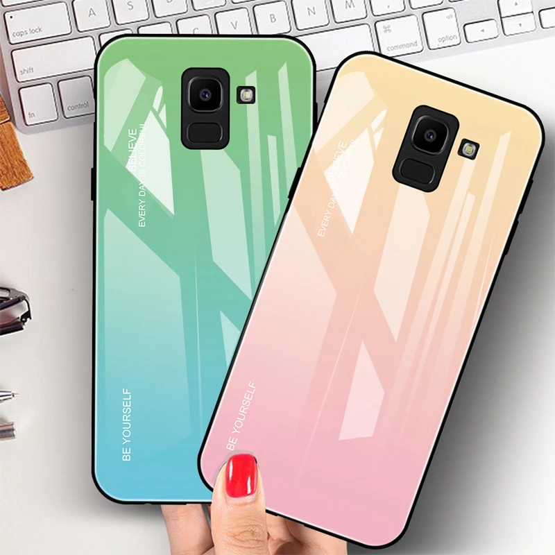 Чехол для Samsung Galaxy J4 Plus J6Plus J8 2018 градиентный зеркальный чехол из закаленного
