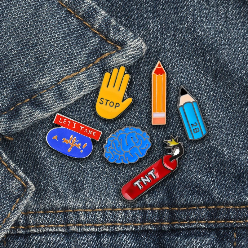 Креативный брошка мультфильм пенал фейерверк эмалированная заколка сумка со