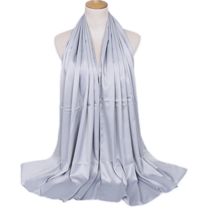 Новое поступление 2019 гладкий матовый атласный шарф шали однотонные s сатиновый