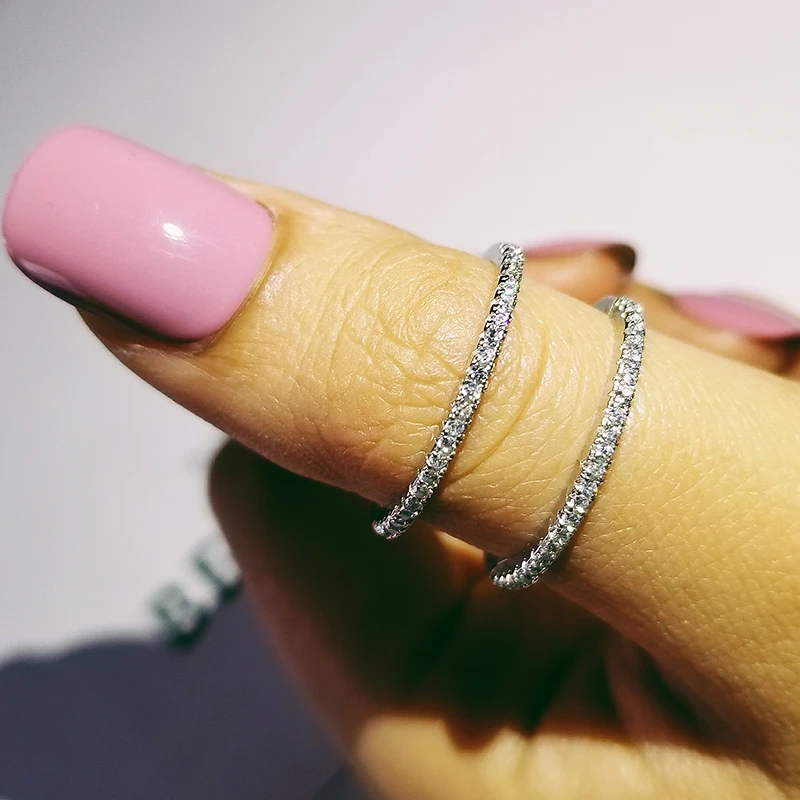 Розовое золото серебро черного цвета циркония Регулируемый open twist Модные кольца