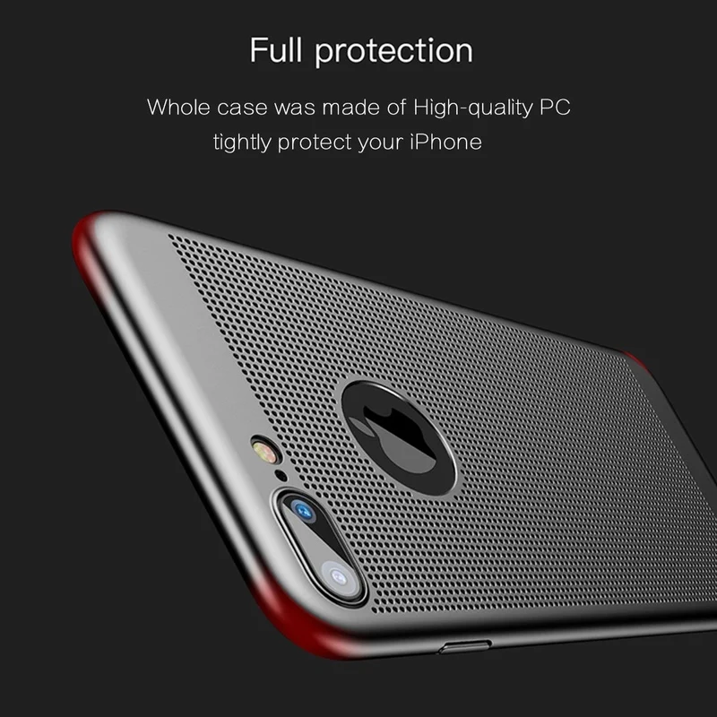 Portefeuille тепловыделение чехол для iPhone 7 ультра тонкий жесткий ПК сетка задняя