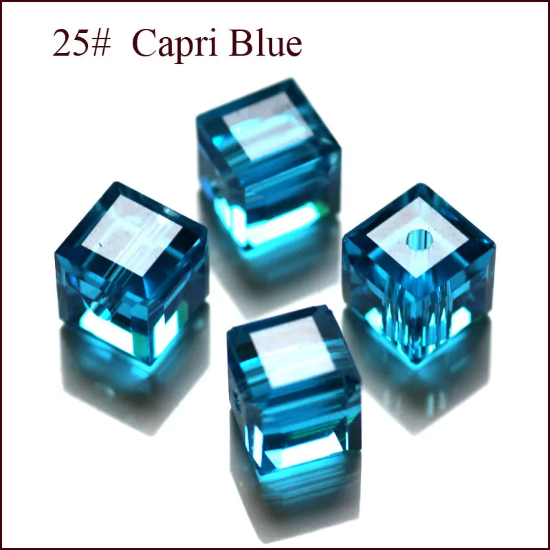 capri blue AAA9-B 2 общее количество одной коробке кубик с украшением в виде кристаллов Стекло свободные бусины в продаже у полоса 8 х 8 мм Многоцветный 17 Цвета AAA Класс - Цвет: capri blue