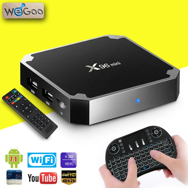 WEGOO X96 мини умные телевизоры коробка Android 7 1 S905W 2 ГБ 16 Гб Wi Fi IP ТВ X96mini 4 K HD медиаплеер