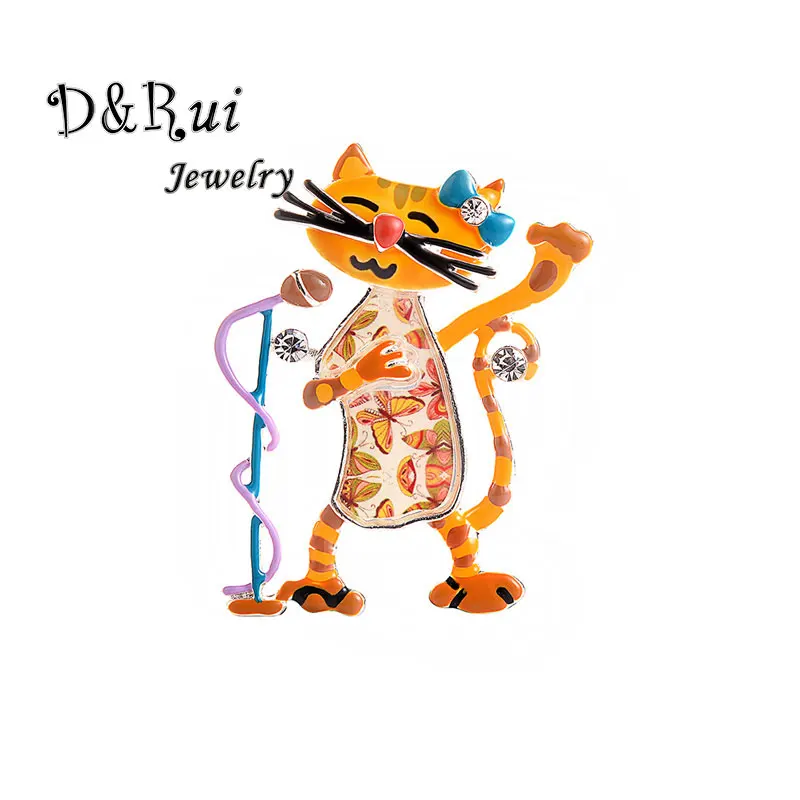 Поющие броши булавки в виде кошек металлическая эмалированная Брошь для женщин