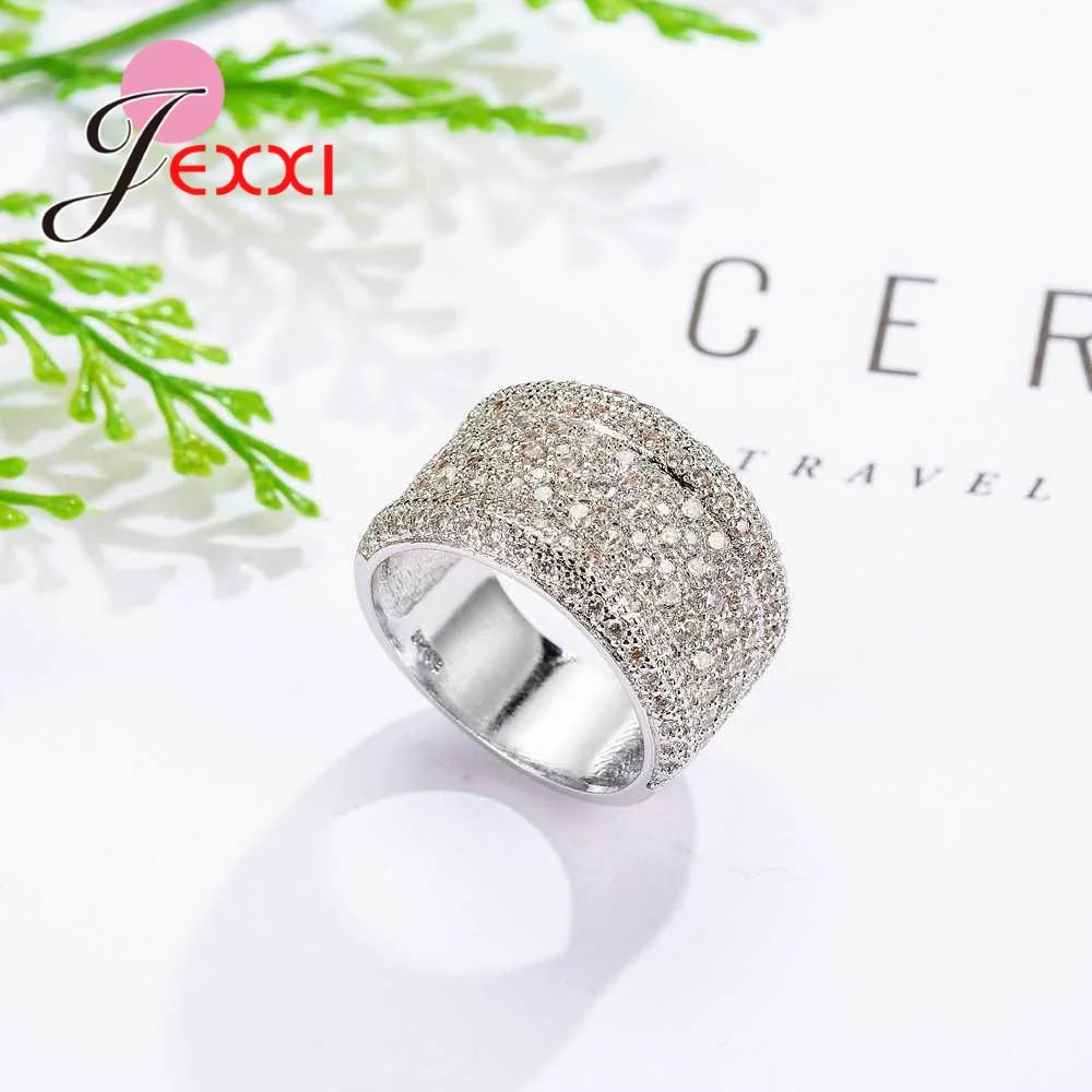 Кольца из серебра 925 пробы с блестящим кубическим цирконием|wide band ring|band ringreal sterling