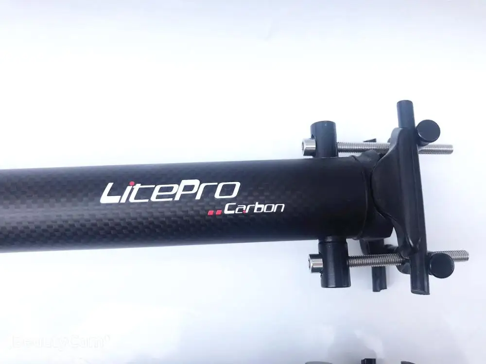 Matte black LITEPRO Подседельный штырь из углеродного волокна 33,9 мм* 580 мм 412 Складная велосипедная труба сидения Карбон Сверхлегкий подседельный штырь - Цвет: Matte black
