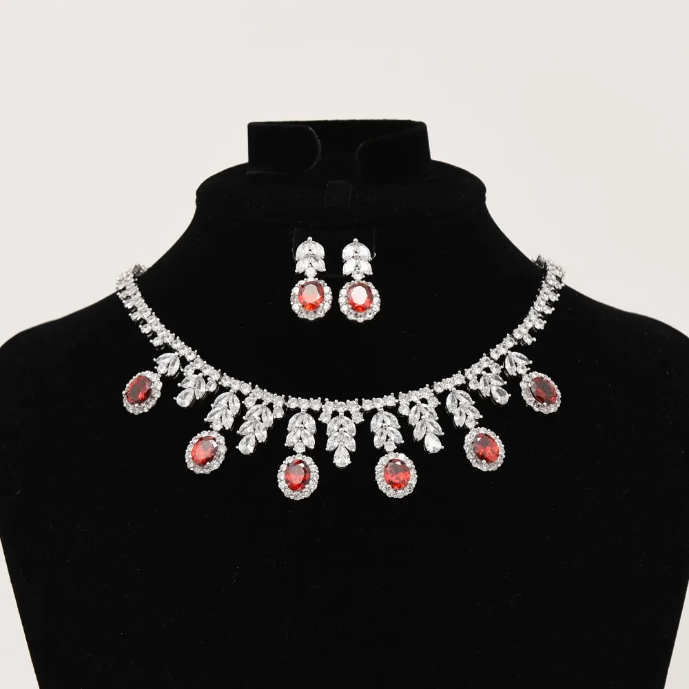 Роскошный Искрящийся Блестящий Циркон ожерелье серьги свадебные комплекты