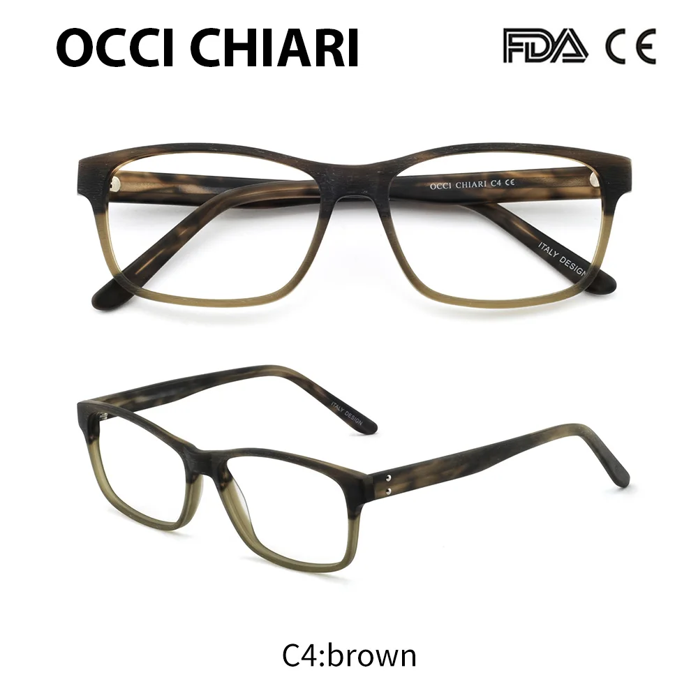 C4 brown OCCI CHIARI, женские оптические очки, оправа, матовая, ручная работа, полная оправа, линзы, медицинские очки, Oculos, люнетты очки, дерево, как BAUDO - Цвет оправы: C4 brown
