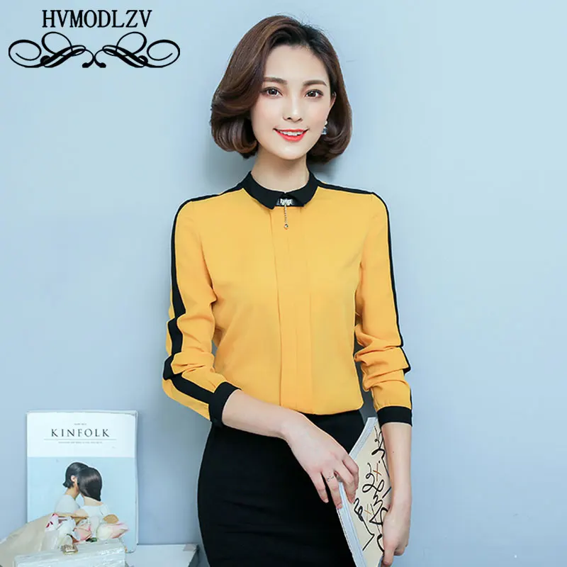 Повседневная одежда с длинными рукавами Свободная блузка воротником-стойкой