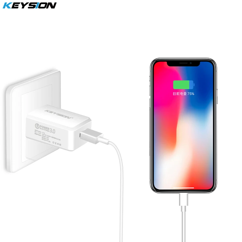 KEYSION Быстрый Зарядное устройство QC 3 0 быстрой зарядки с usb портом для путешествий