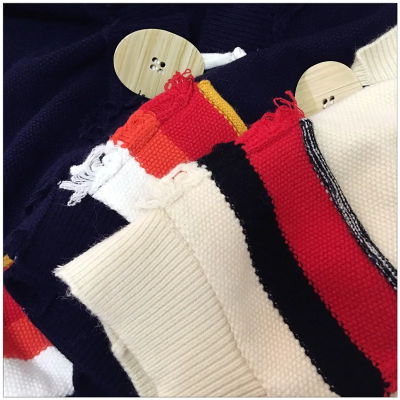 Женский свитер и кардиган вязаная куртка в Корейском стиле с бахромой большими