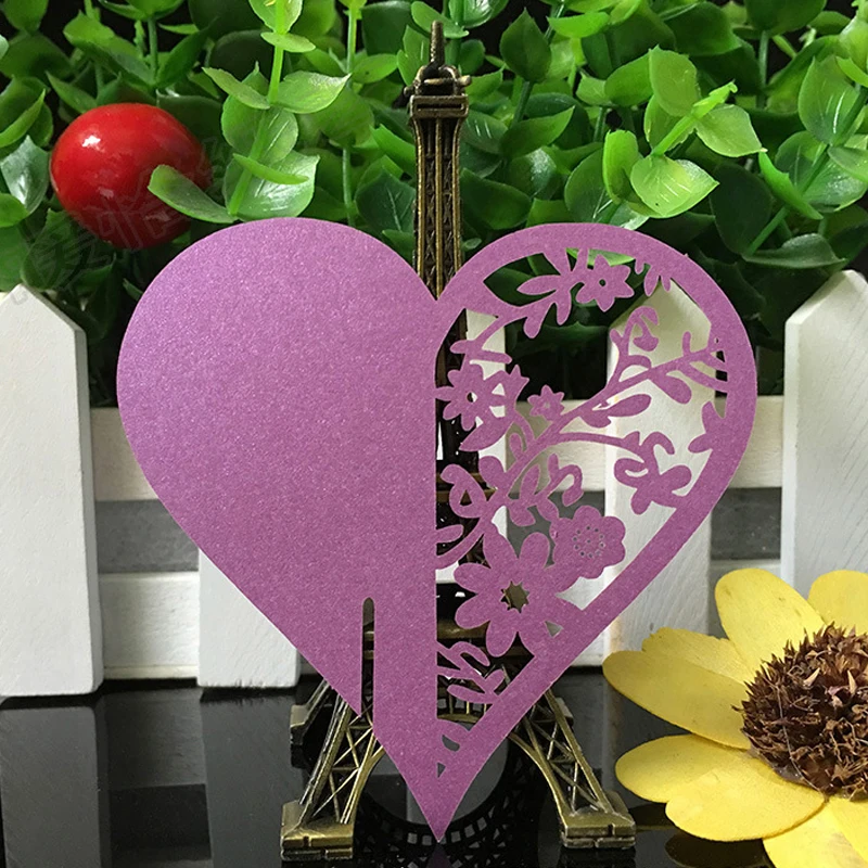 50 шт. лазерная резка любовь сердце стол вино стекло имя место карты свадьба день