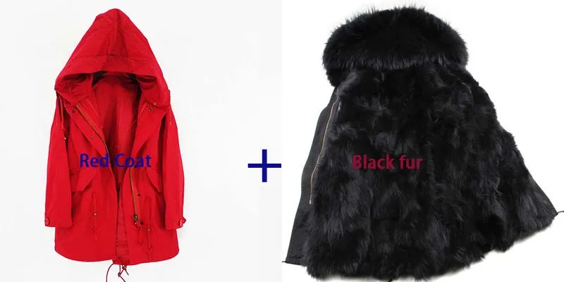 Waterproof Coat S-7XL Водонепроницаемая парка, пальто из натурального меха, зимняя куртка для женщин, натуральный мех енота, меховой воротник, Лисий мех, подкладка, теплая Толстая Уличная одежда - Color: Waterproof Coat