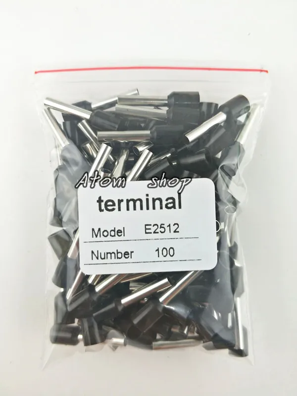 100 шт. E2512 14 AWG 2.5mm2 изолированный конец шнура клеммный блок провода наконечники