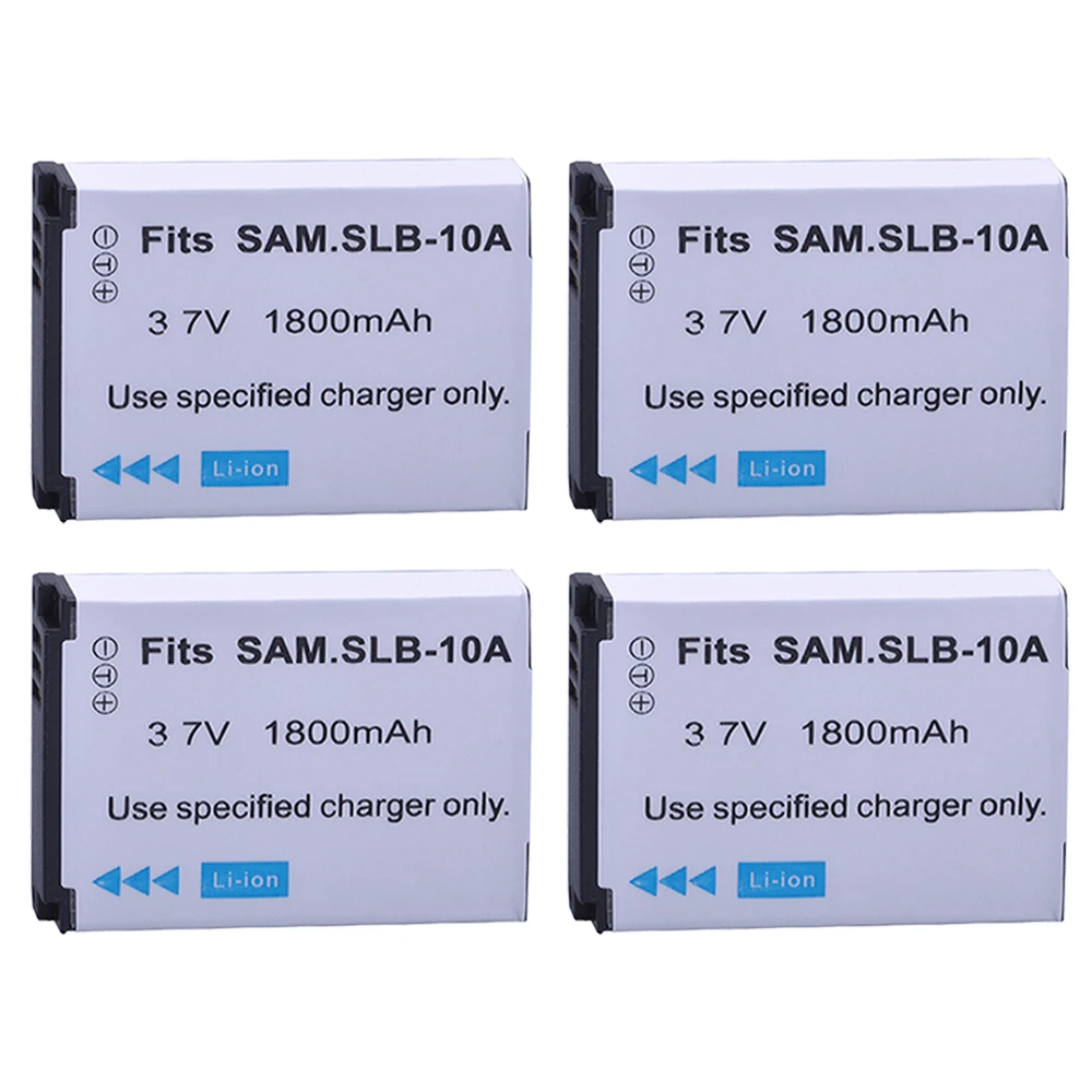 Аккумуляторная литий ионная батарея SLB10A SLB 10A 4 шт. 1800 мАч для Samsung EX2F WB150F WB250F WB350F WB750