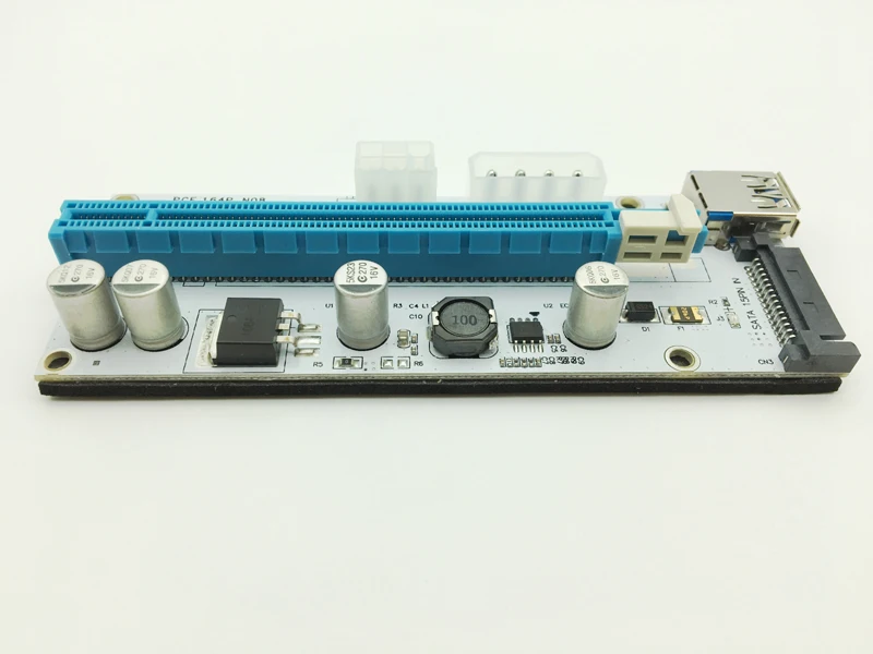 Новый Riser 008S светодиодный PCI Express 1x к 16x переходная карта USB 3 0 E расширитель SATA 15pin