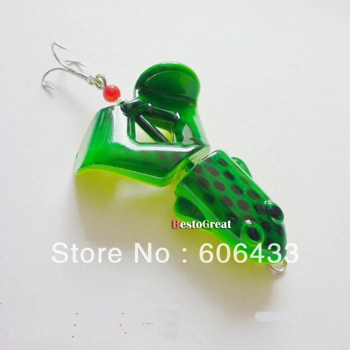 

5PCS Fishing Lure green Frog Treble Hook Spinner baits 13g