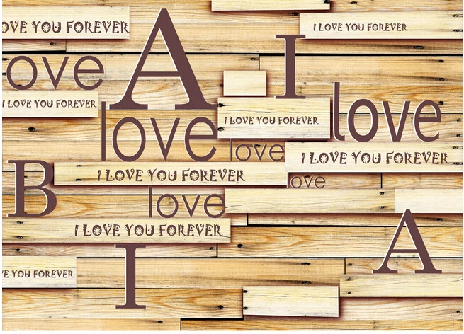 

The custom 3D murals,Bar English letter board wood 3D background wall,living room sofa TV wall bedroom wall paper