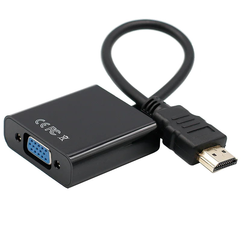 Черный HDMI в VGA адаптер мужской в Famale конвертер адаптер 1080P цифро-аналоговый видео аудио для ПК ноутбук планшет HDMI VGA адаптер - Цвет: Черный