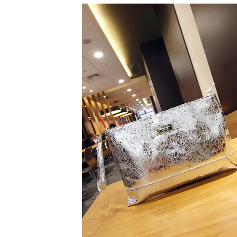 Модная женская сумка из натуральной кожи серебристого и золотого цвета через