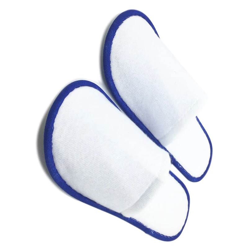 

20 pairs of White / Blue Towelling Hotel Disposable Slippers Terry Spa Guest Shoes