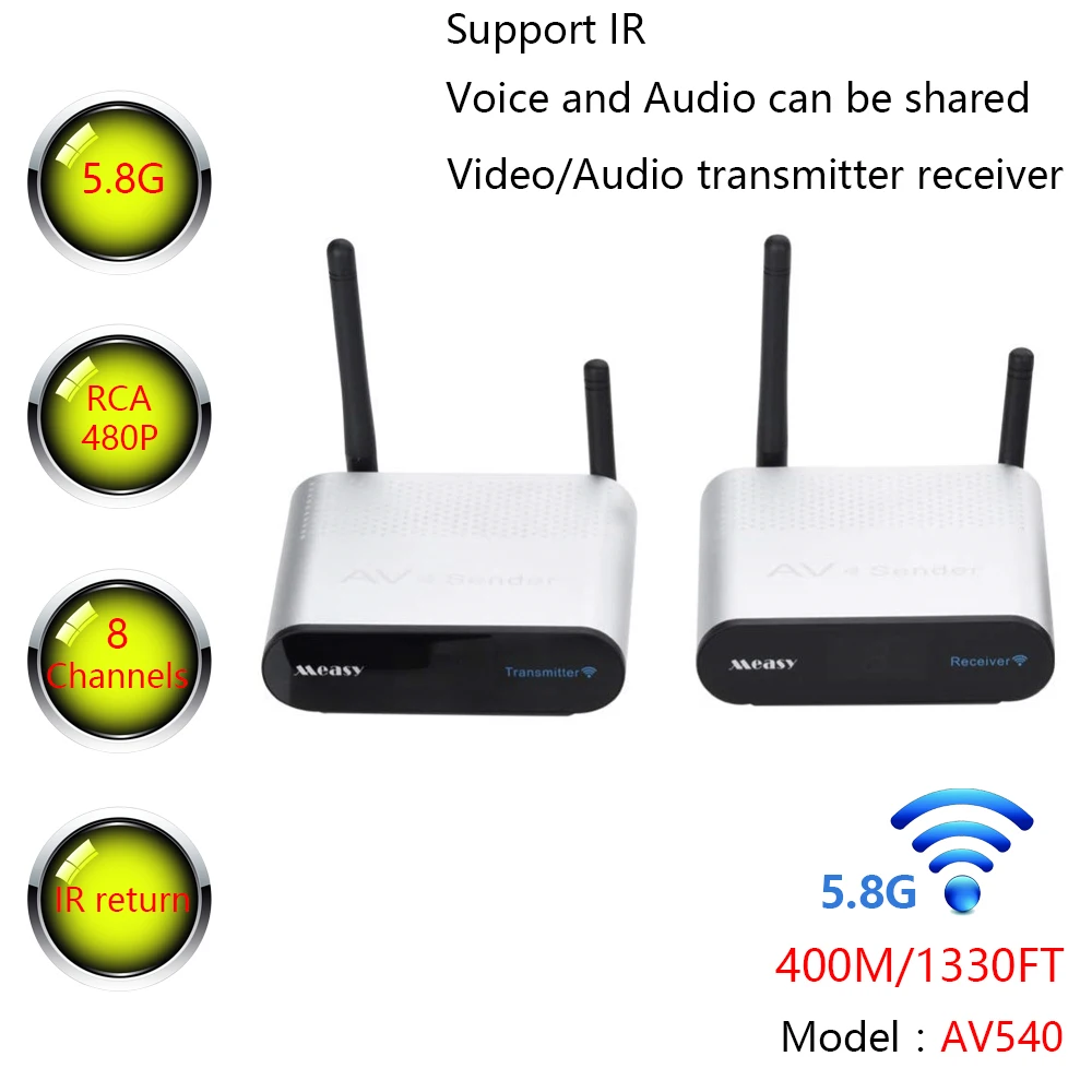 MEASY AV540 AV RCA Отправитель 5 8 GHz канальный 400 m/1330FT беспроводной аудио видео передатчик
