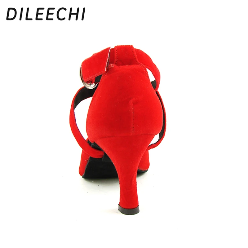 DILEECHI красная бархатный Латинская танцевальная обувь профессиональные Бальные