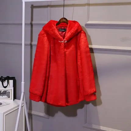 red Норковая шуба для женщин осень зима мода размера плюс Шуба с капюшоном Длинные куртки толстый теплый женский топ зима белый черный - Цвет: red
