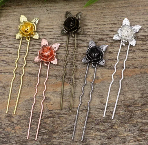 Бесплатная Доставка! Цветок Медь с античная бронза/золото/серебро/черный цвета u