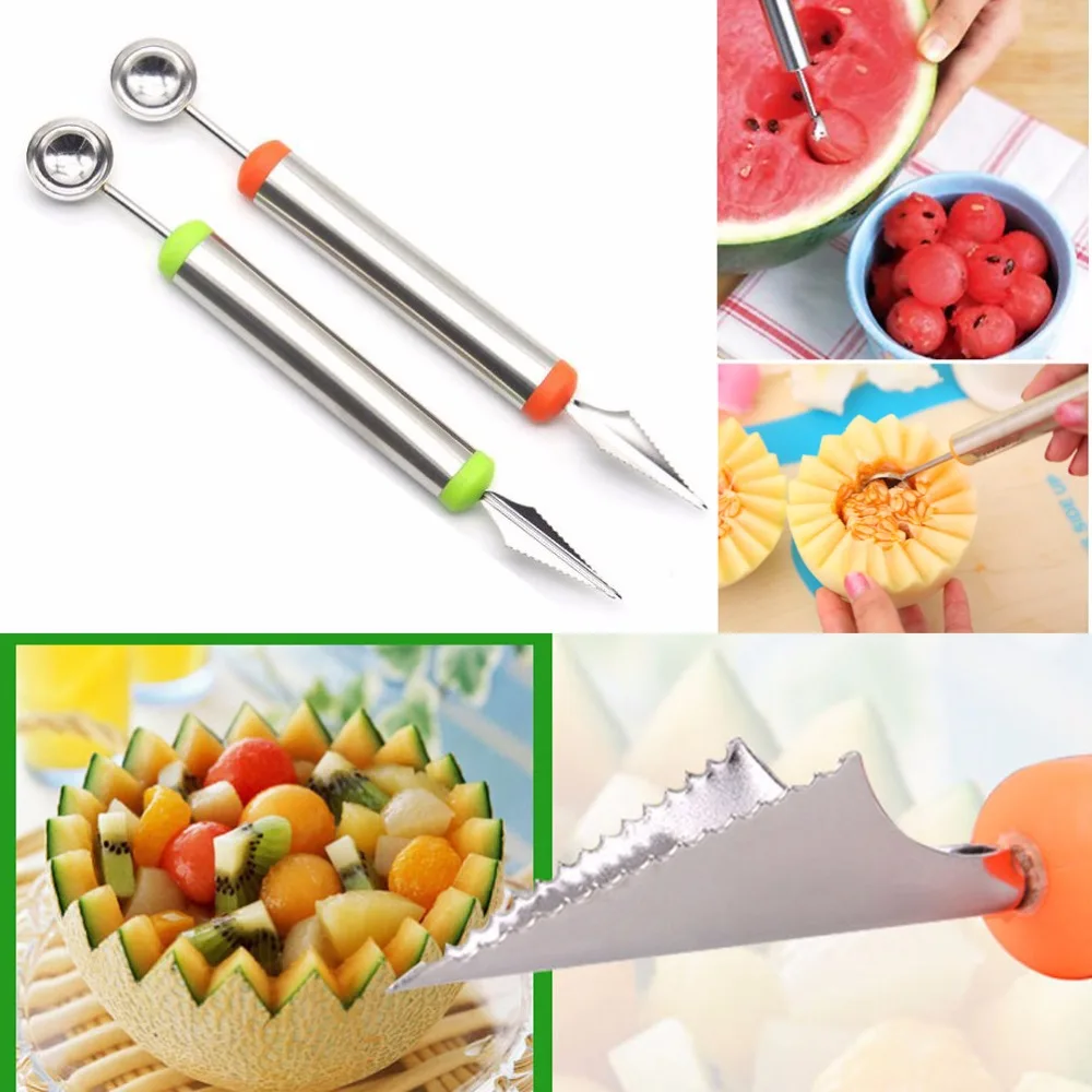 2 шт. двухцелевой баллон для дыни из нержавеющей стали фруктовых салатов гарниров