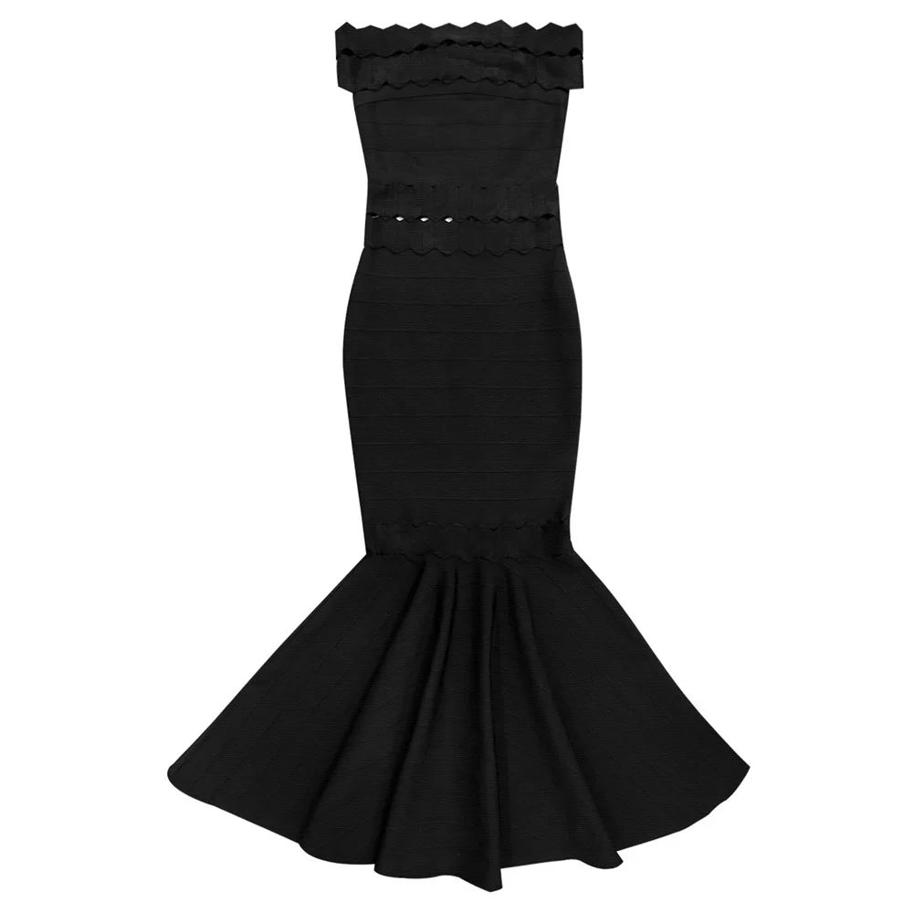 Женское жаккардовое платье-русалка черное ажурное облегающее платье с открытыми