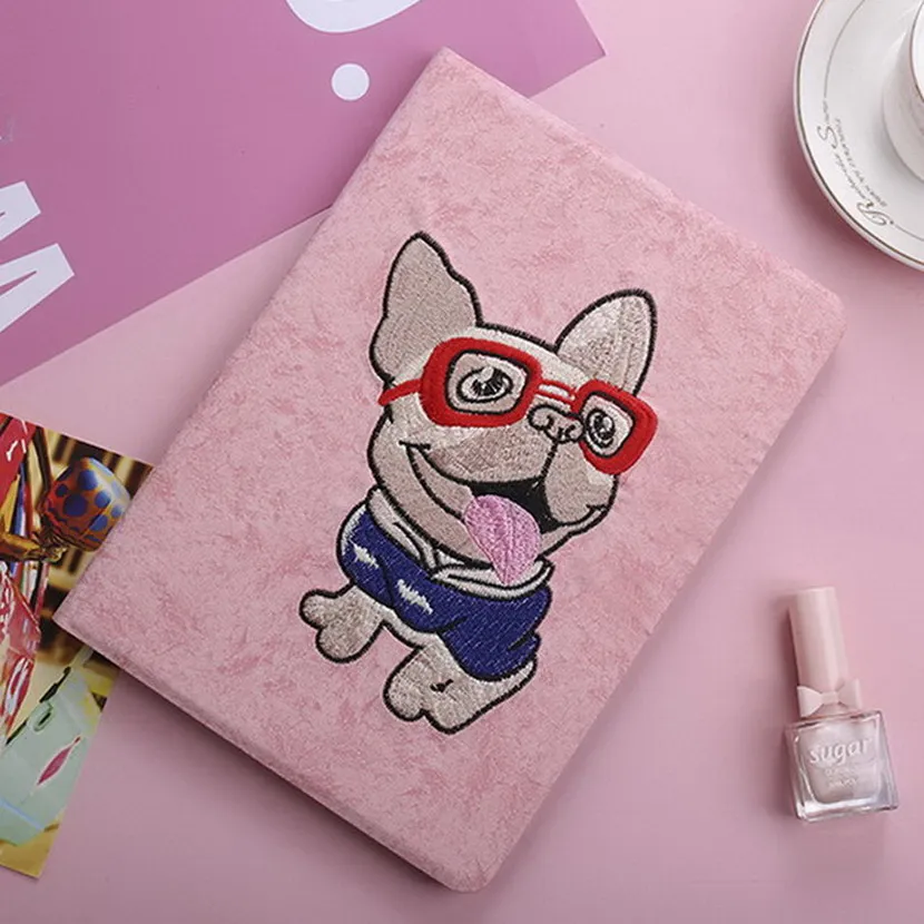 Bulldog mini123 3D мультфильм Вышивка чехол для Apple ipad Mini 3 Mini 2 Mini 1 чехол-искусственная кожа Смарт проснувшись сна флип YCJOYZW - Цвет: Bulldog mini123