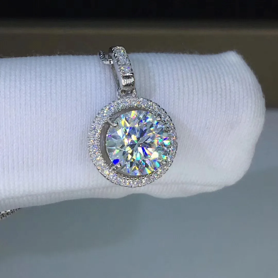 Круглые серебряные подвески из муассанита с изображением стихов еврей 1ct D VVS Роскошные подвески из муассанита Weding для женщин