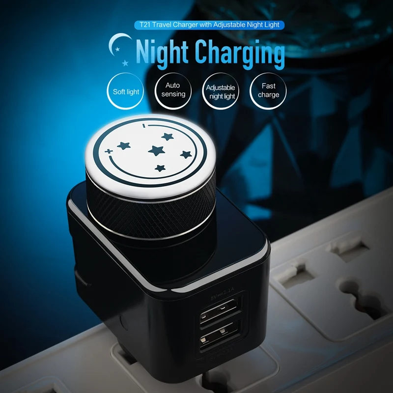 ROCK USB зарядное устройство с регулируемым ночным светильник Smart 2 usb порта для