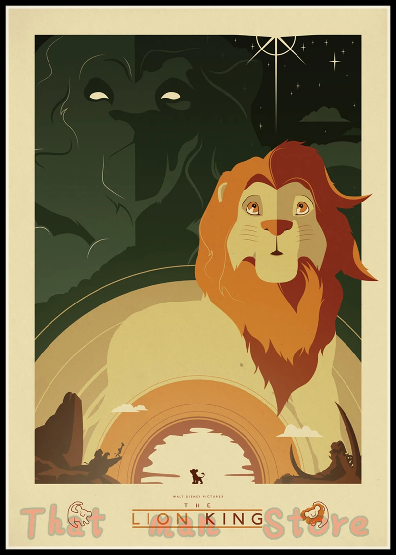 Постеры к фильмам Король Лев Simba Тимон белый картон элемент декоративной живописи печатные обои с рисунком висит изображение без рамки