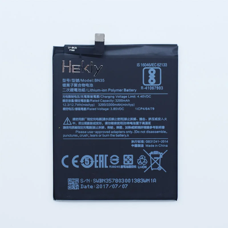 Hekiy Оригинальная батарея BN35 для Xiaomi Redmi 5 5.7" Замена 3300mAh Батареи высокой емкости для телефона
