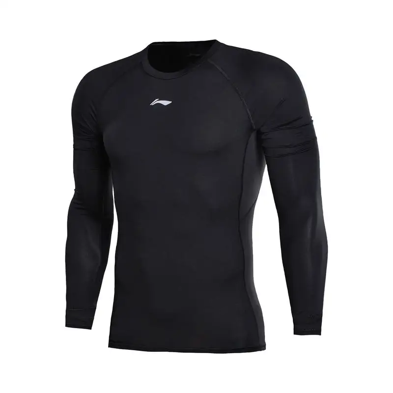Li-Ning Мужская футболка для бега с длинным рукавом, облегающая, дышащая, для фитнеса, комфортная подкладка, Спортивная футболка, топы AUDN033 CJFM18 - Цвет: AUDN033 1H