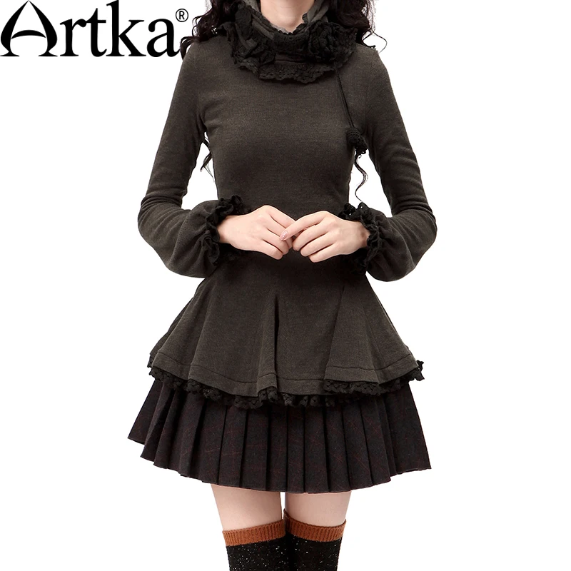 Artka 2015 женская ретро новая коллекция осенней одежды с длинными рукавами