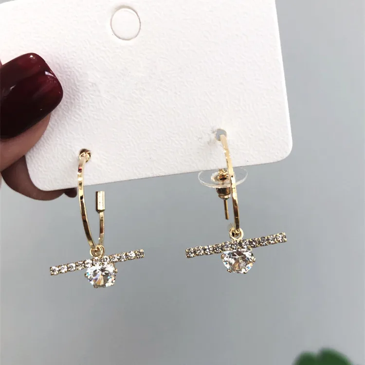 gold color Корейский дизайн модные Очаровательные Круглые круглые серьги-кольца геометрический Блестящий циркониевый кулон, серьги ювелирные изделия для женщин и девушек подарки - Окраска металла: gold color