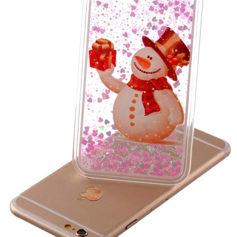 KMAX Phone Case hard clear For iPhone 6 6S 7 8 Plus Samsung S6 S7 Edge Christmas Glitter Love Heart Liquid Quicksand cheap sale |