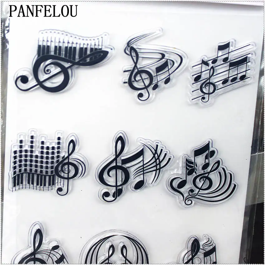 Серия музыкальных нот PANFELOU 11 3*15 56 см прозрачные силиконовые резиновые штампы