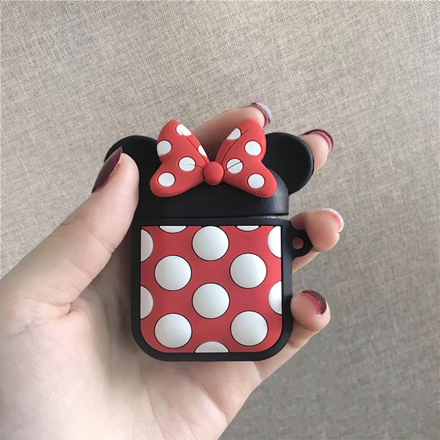 Милый Микки Минни для AirPods Защитный чехол силиконовый мягкий корпус для беспроводной bluetooth-гарнитуры набор женский чехол анти-падение