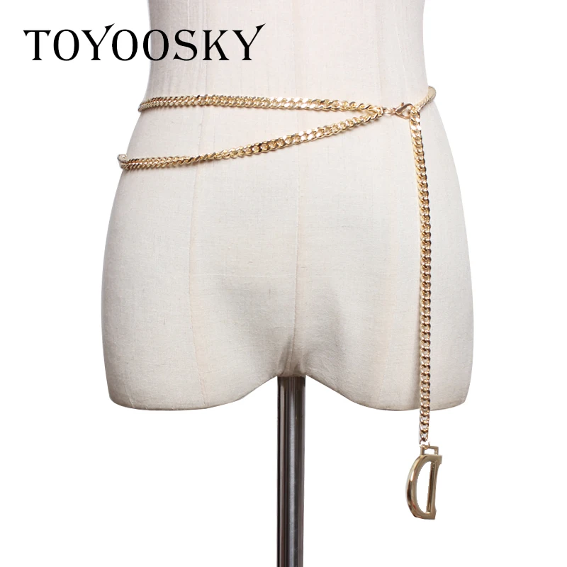 Женский ремень с бахромой TOYOOSKY золотистый узкий высокой талией и металлической