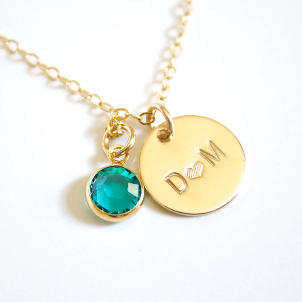 

Birthstone Necklace Initial Letter Necklace Handmade Gold Jewelry Coins Choker Gold Filled Pendants Collier Femme Boho Necklace