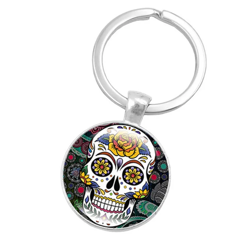 1pc Skeleton Skull Time Gemstone Keychain Glass Pendant Key Chain creative Chains Ring Gift For Women Girl Bag Charm | Дом и сад