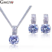 gmgyq merk sieraden set charmante luxe klassieke zilveren kleur vrouwen mode sieraden designer ronde ketting oorbellen set