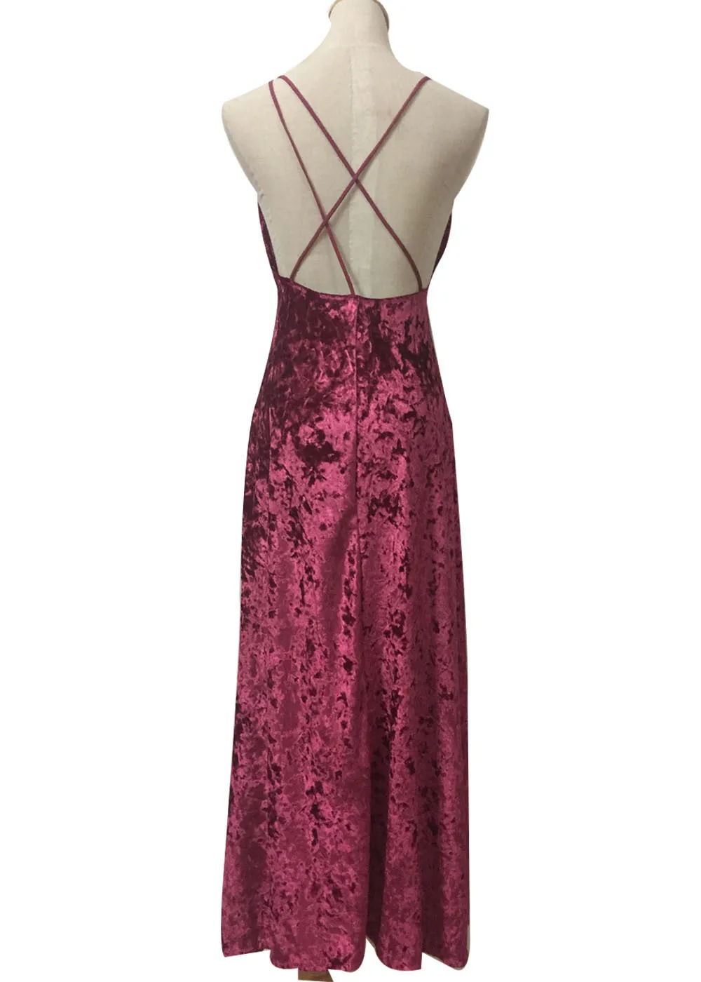 Винно-красный изоляционный шланг с открытой спиной балки платье без рукавов