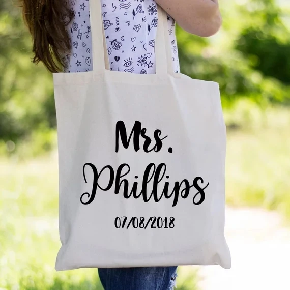 Персонализированная блестящая Холщовая Сумка-тоут для подружки невесты на