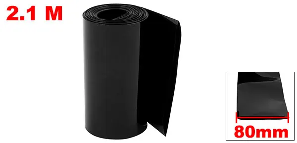 80mm x 2.1m Uxcell Новые горячие 2,1 м 55/75/80 мм черный ПВХ термоусадочные трубки Обёрточная бумага против Рукав Кабель терм усадочная трубка для воздушных компрессоров 18650 Батарея - Цвет: 80mm x 2.1m