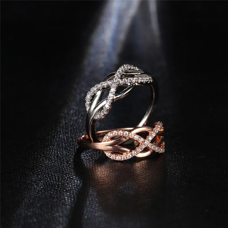 BOAKO Fashion/розовое золото CZ вечность бесконечный любовь claddagh 8 Форма кольца для